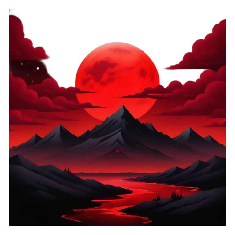 Edgy Black night sky crimson-blood-red glowing  Aesthetic scene scenery full picture  sticker