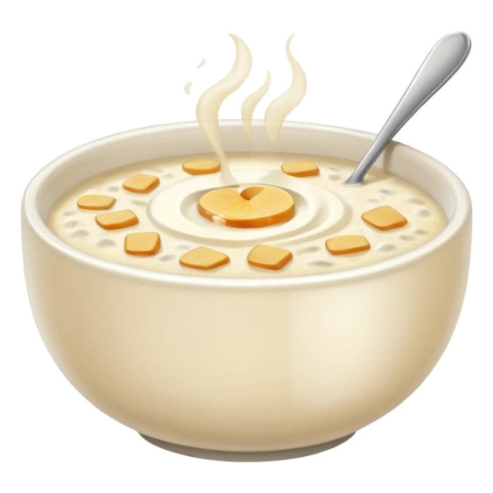 bowl of hot porridge with steam sticker