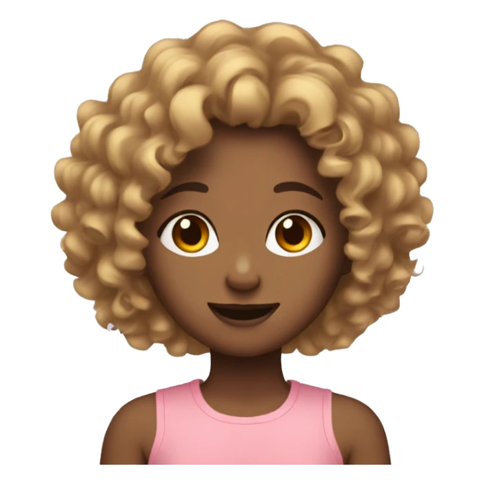 Curly hair girl doing face pal sticker
