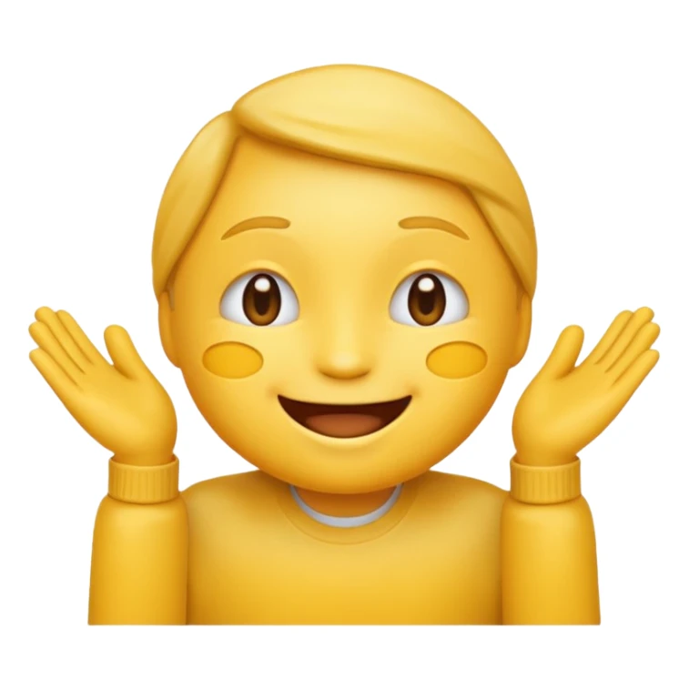 Face with person giving themselves a high five. use the standard yellow emoji with hands should be touching with visual showing a clap sticker