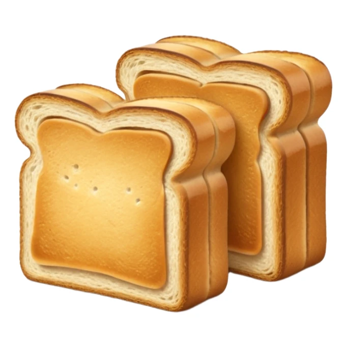 pair of crisp rectangular toast slices, golden-brown edges, airy texture, stacked or overlapping, soft lighting, subtle shadows, emoji scale sticker