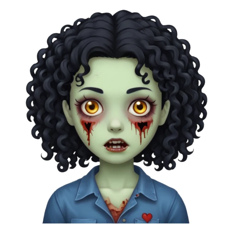 zombie curly girl black hair sticker