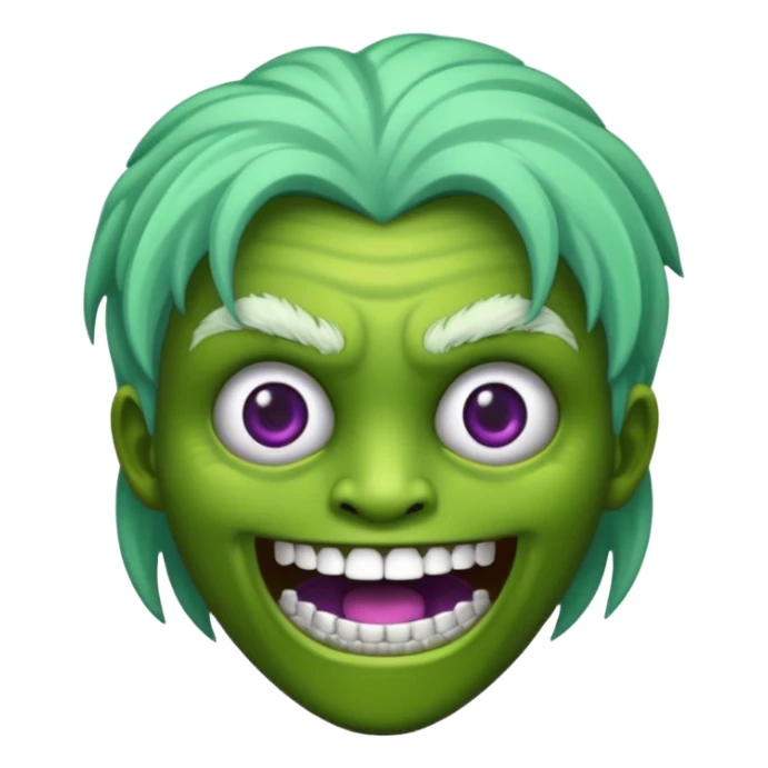 Zumbi verde com dentes prata e cabelo roxo novo sticker