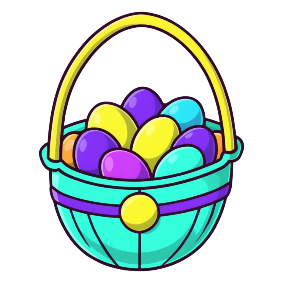 Easter basket with light green and turquoise eggs sticker
