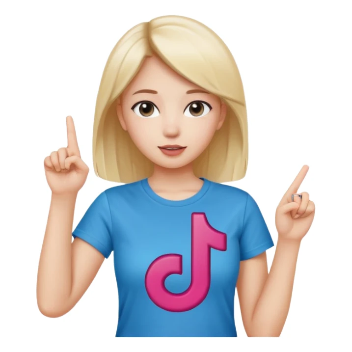 Girl with tiktok logo point up with one finger  sticker