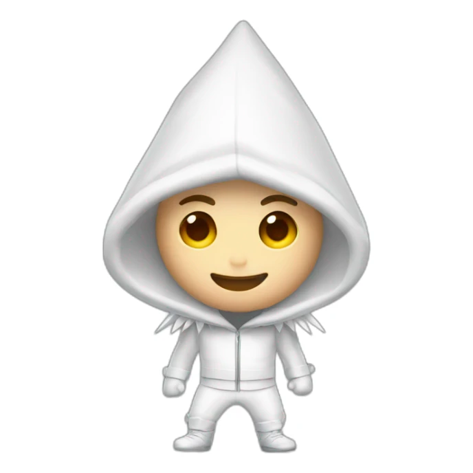 White Man celebrating with a white outfit on and a white spiked hood sticker