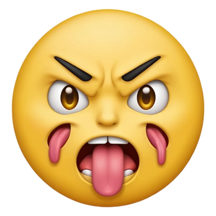an angry emoji with his tounge sticking out sticker