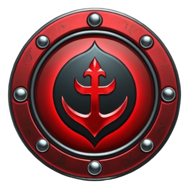 iOS sticker, dark fantasy amulet, black base, red symbol, minimal sticker