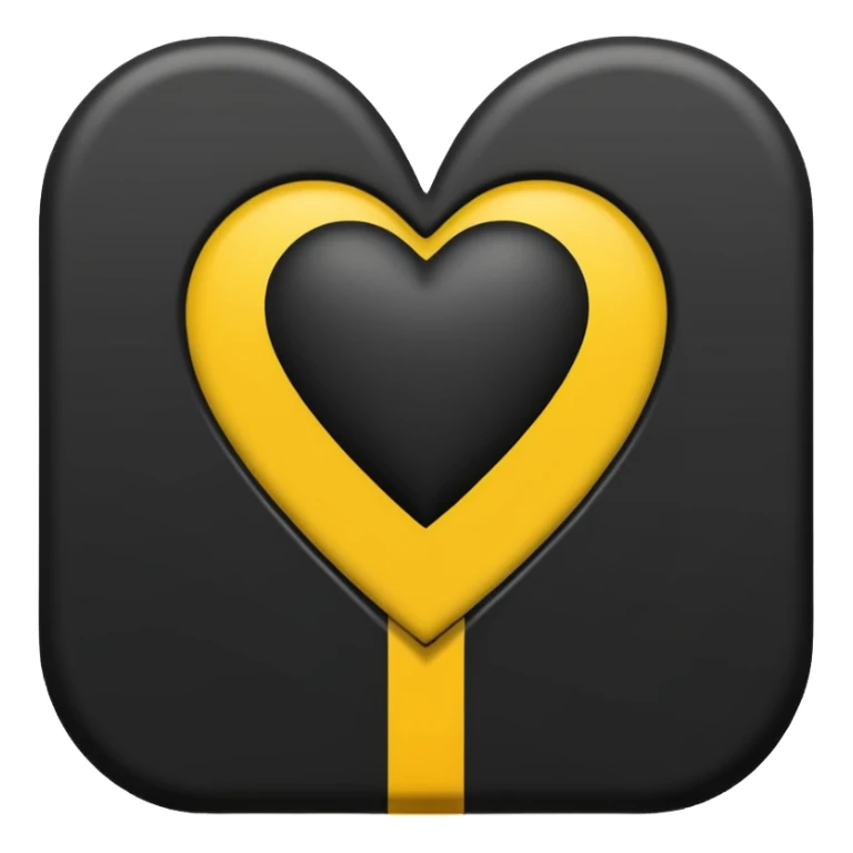 Black heart with yellow road stripe in center sticker
