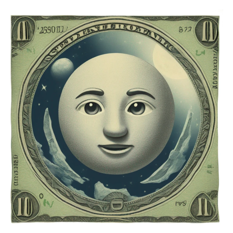 Paper money with a moon on it  sticker