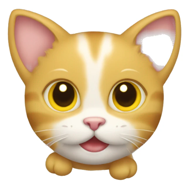 happy kitten with yellow hearts around  sticker