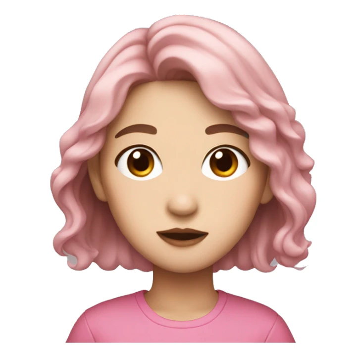 Pink themed k-pop girl with brown hair sticker