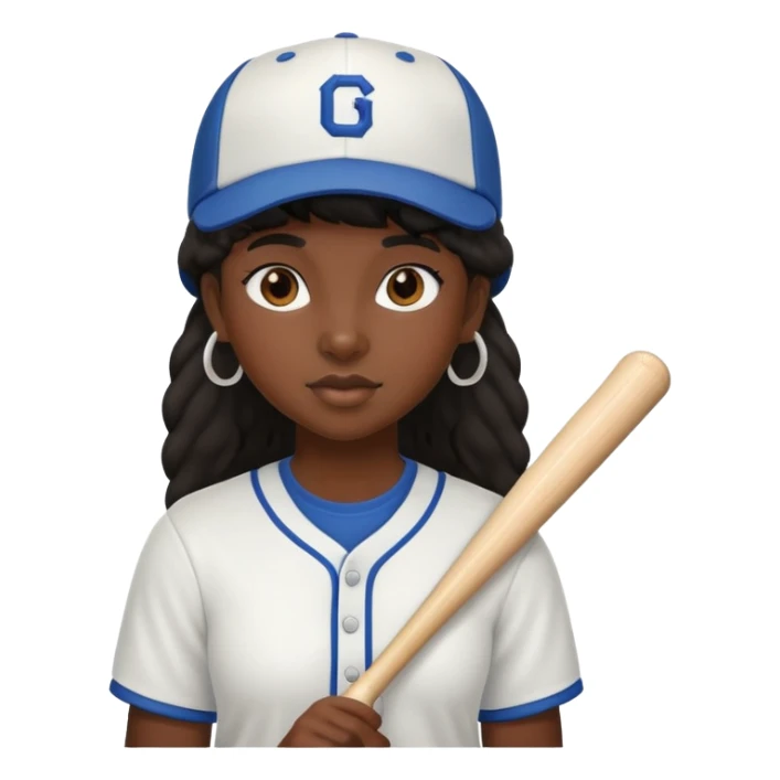 Black girl with mullet and a baseball hat sticker