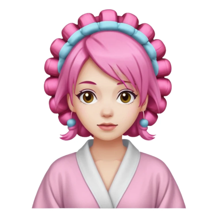 woman pink hair rollers sticker
