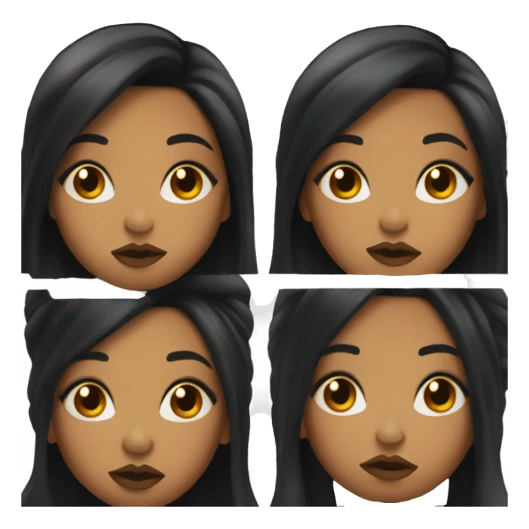 Light skin black girl with long black hair making duck lips sticker