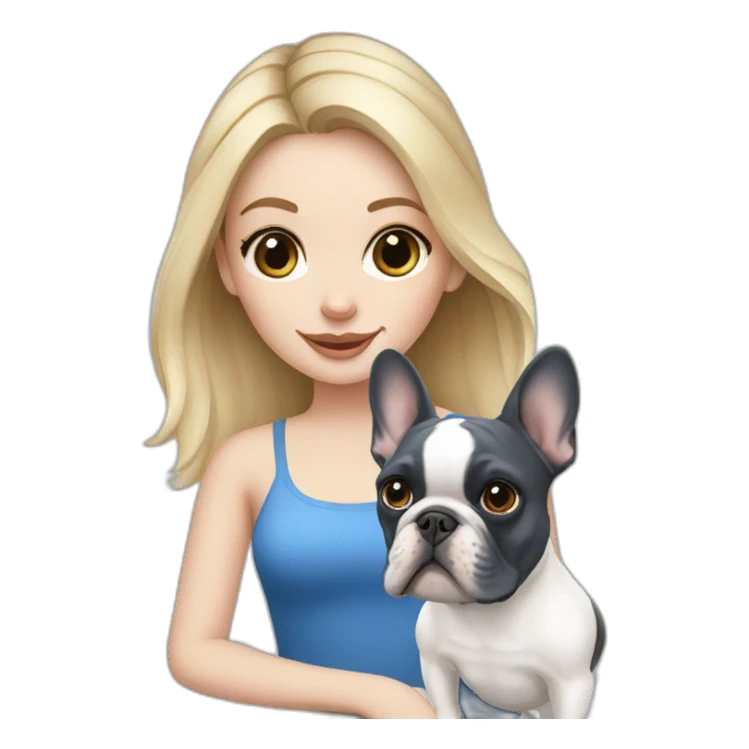 White Girl with blue French bulldog  sticker