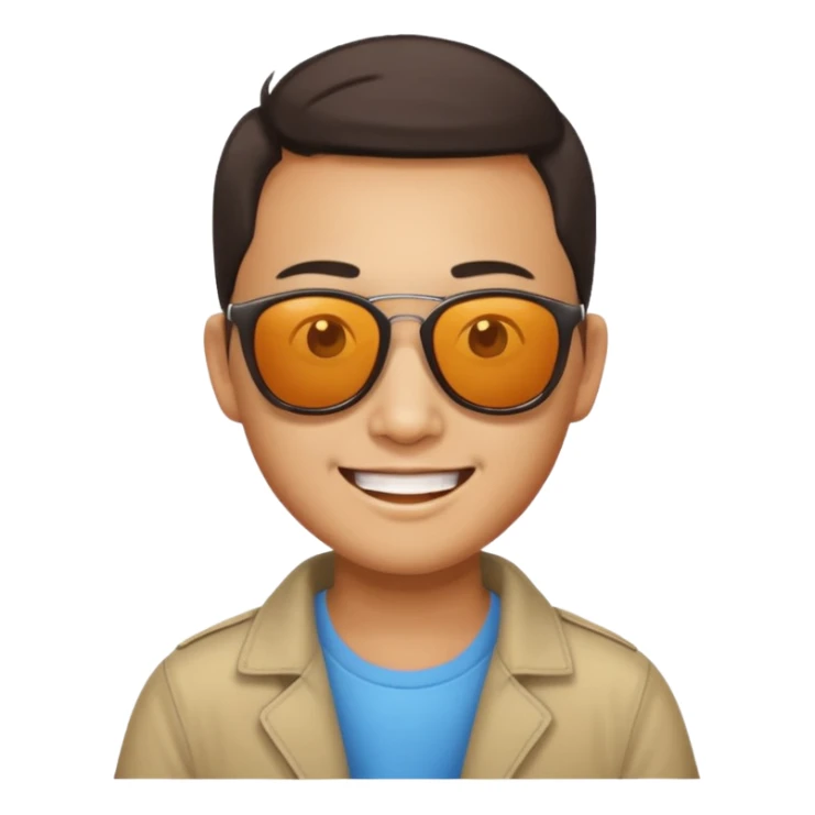 Photorealistic Chinese tourist wearing sunglasses sticker