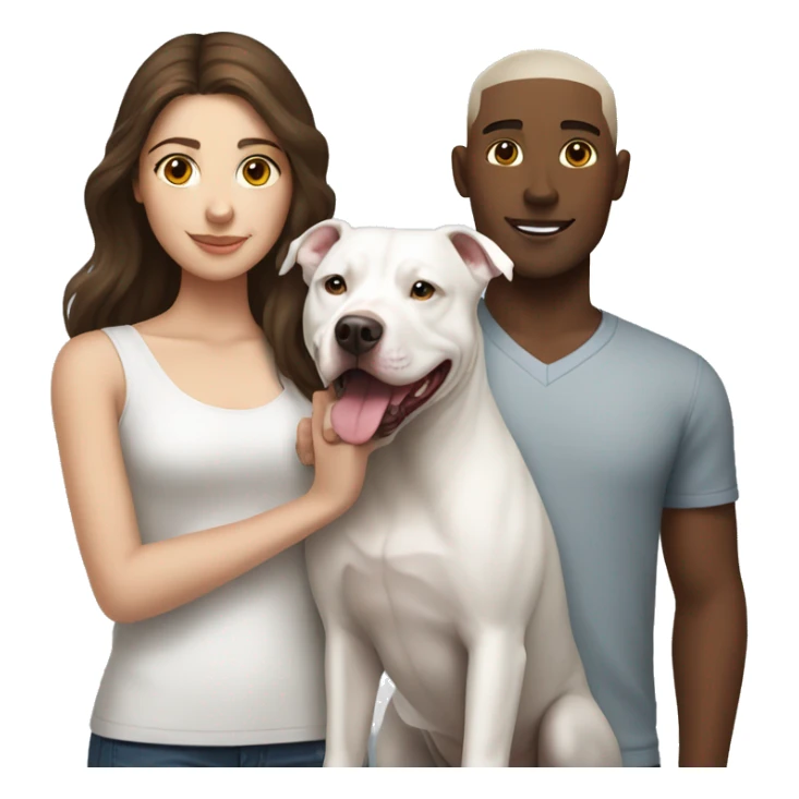 brunette girl and brunette boy with white pitbull sticker