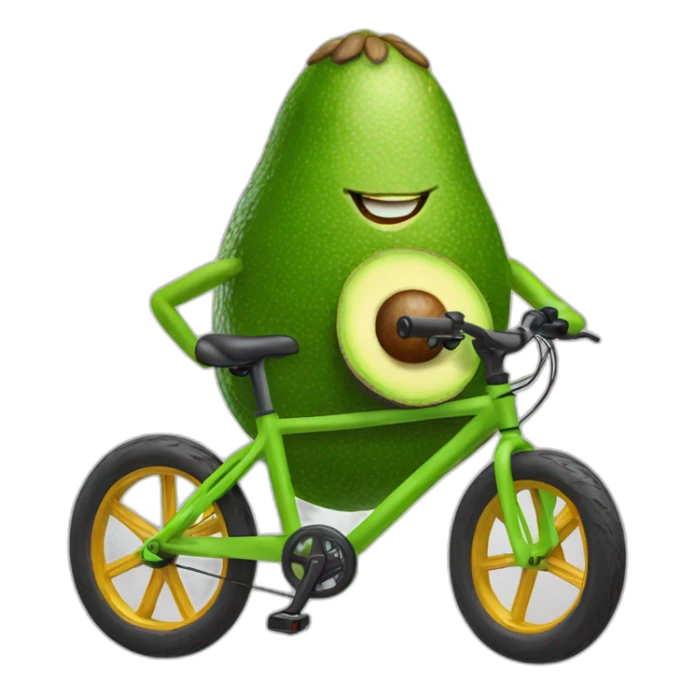Anthropomorphic avocado on a MTB bike sticker