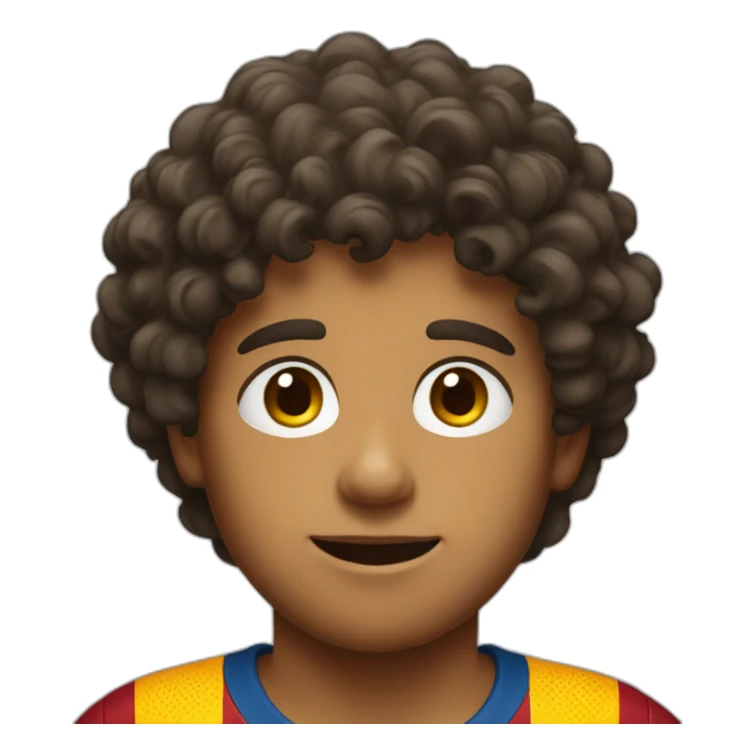 A boy wear Barcelona T-shirt and he has curly hair sticker