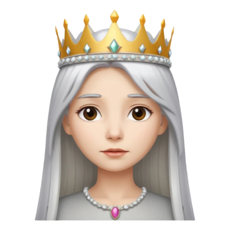White silver straingt Long Haired Women, Queen with crown — soft expression sticker