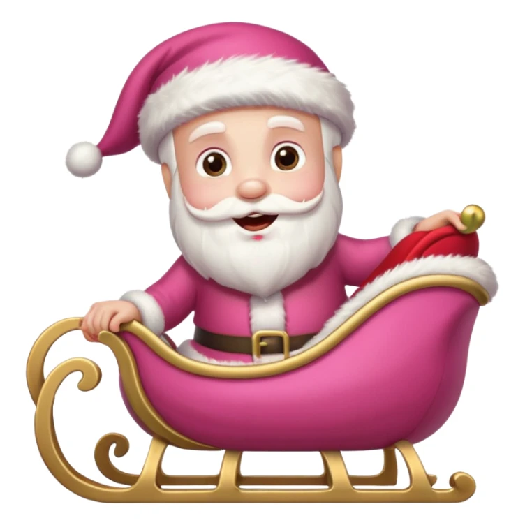 Pink sleigh with a pink santa inside, text on top of it that says "sleigh"  sticker
