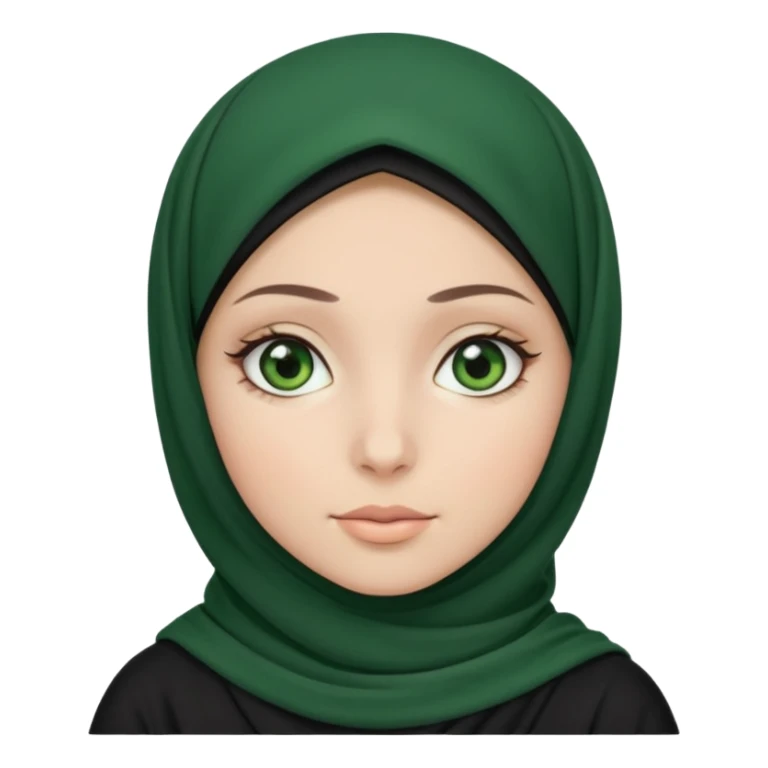Muslim white round girl, green eyes, black hijab sticker