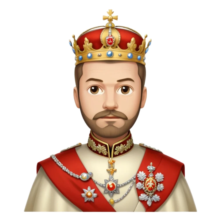 Tsar Nicholas II, imperial robes, crown, facial hair, historical Russian ruler sticker