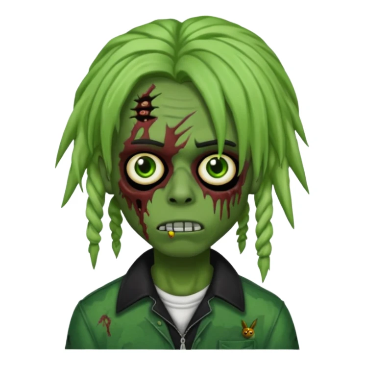 zombie playboy carti emo with dreads green skin sticker