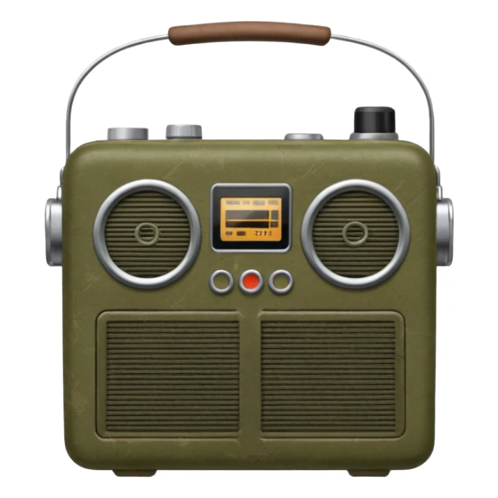 Military portable radio in cover, sticker