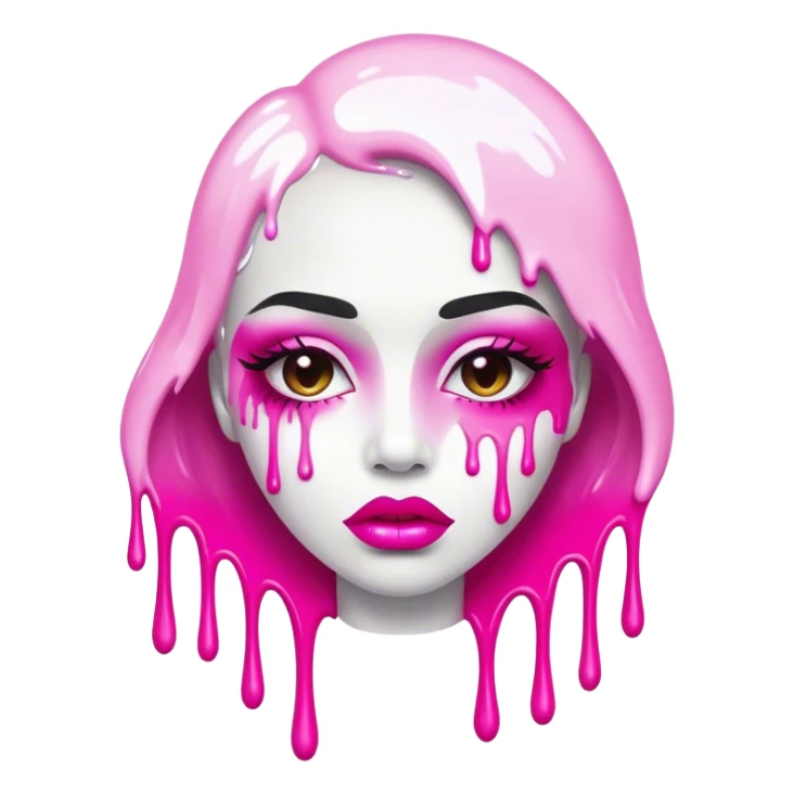 hot pink ombre glossy lips spilling white paint drips sticker