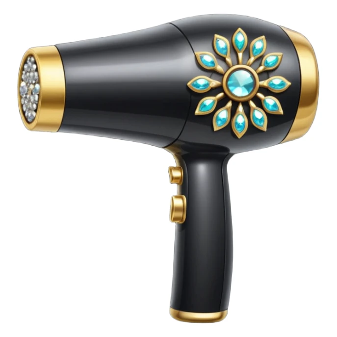 black blow dryer covered in jewelry sticker