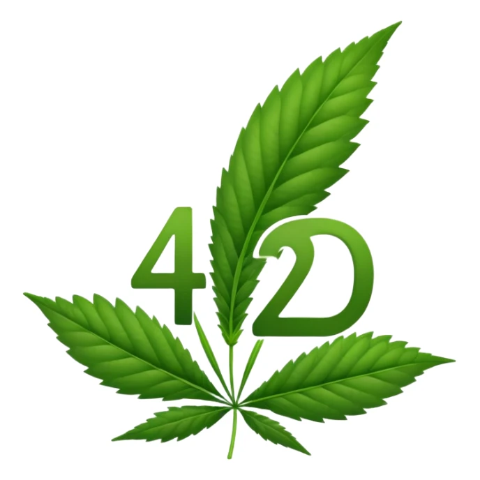 number 420 in focus with a green hemp leaf behind sticker