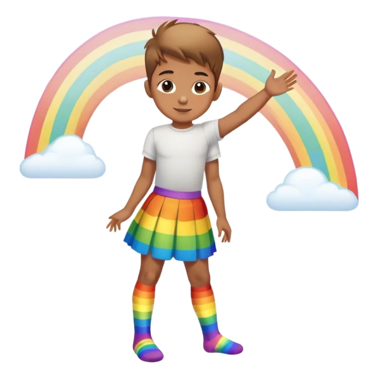 Boy wearing a skirt and rainbow tights  sticker