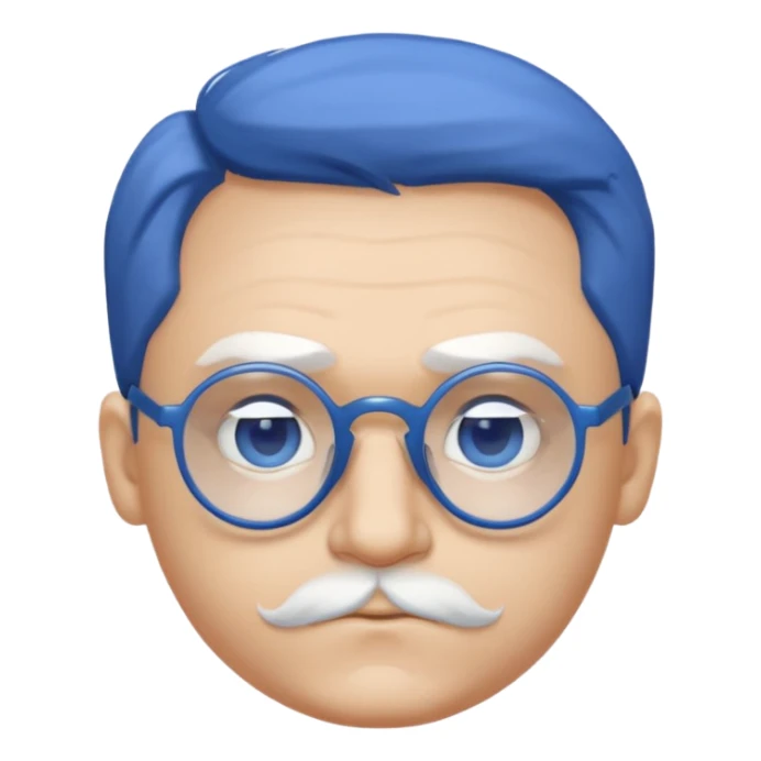 chauve cheveux blanc visage rond lunette gros sourcils sticker