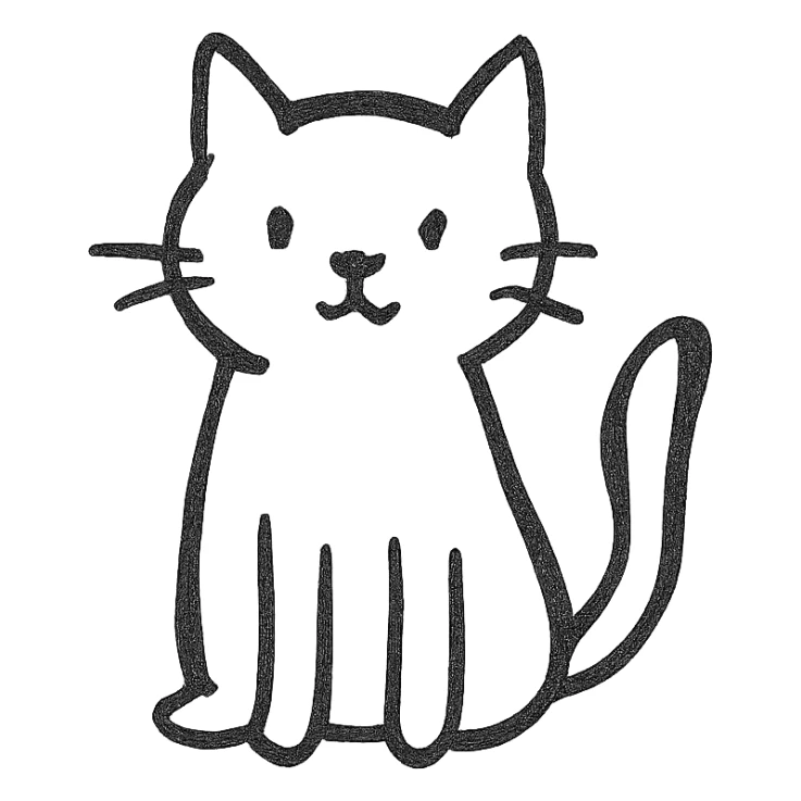 A cat in the style of a hand-drawn icon with no fill sticker