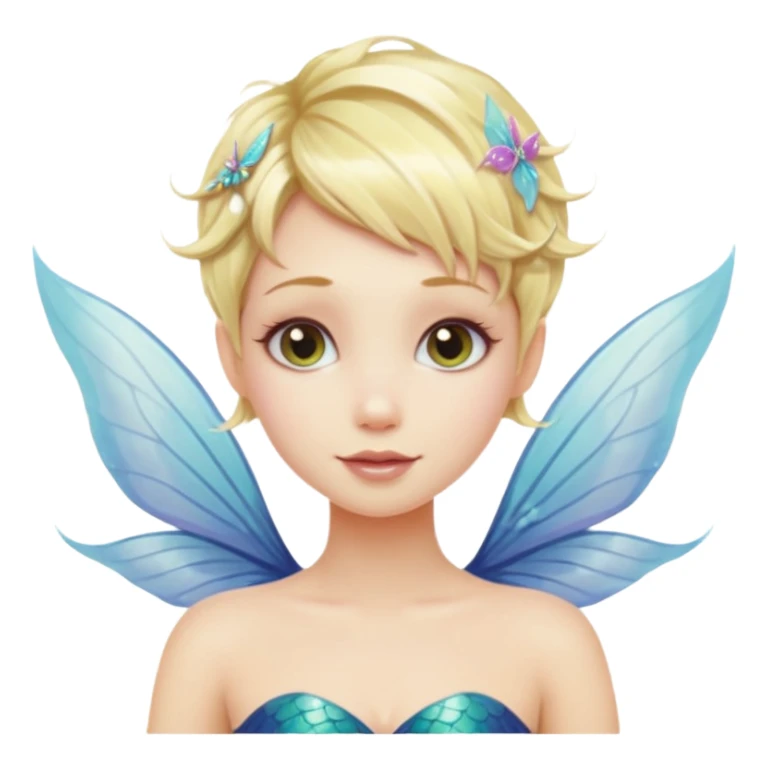 Blonde Mermaid with fairy wings pixie haircut sticker