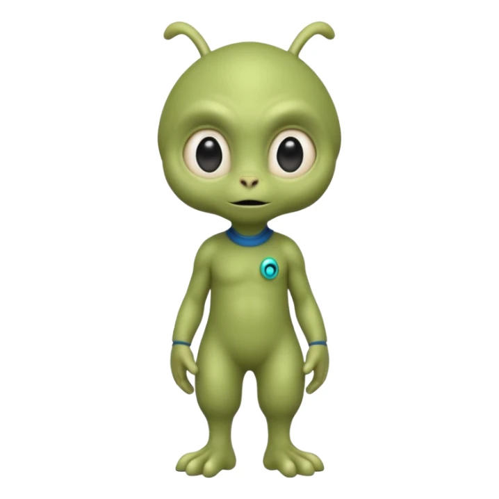 full body ...cute peacefull alien furry with 2 legs ....it has 1 eye....stands upright and looks intelligent ...wears clothing. not green..looks happy and cuddly... doesnt have eyes on face, there is a appendage coming from top of head with a single large eye sticker