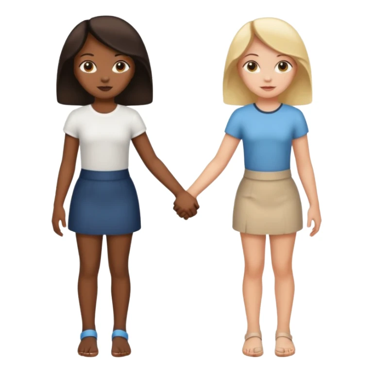 Black girl and white girl holding hands backs turned sticker