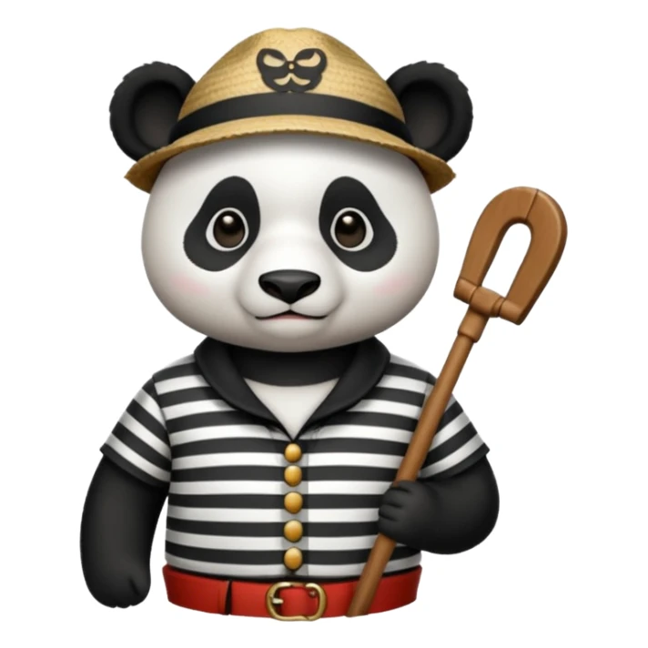 panda wearing gondolier striped shirt sticker