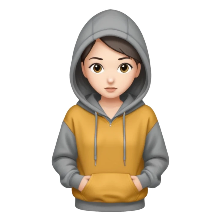 Sasha Gray in gray oversized hoodie full height sticker