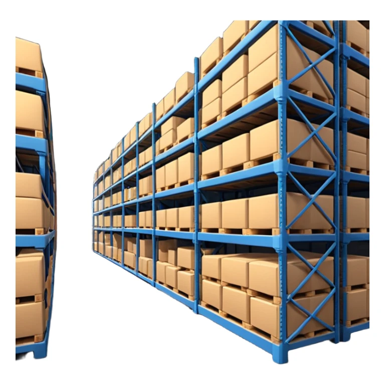 Modern warehouse interior 🏭 ultra-realistic 4K 📸 industrial shelves 📦 pallets stacked neatly 🏗️ soft lighting 💡 realistic shadows 🌑 sharp focus 🔎 cinematic depth 🎬 professional photography ✨ sticker