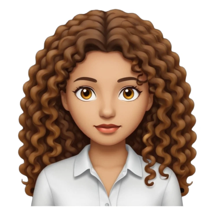 Woman light brown skin long dark curly hair sticker