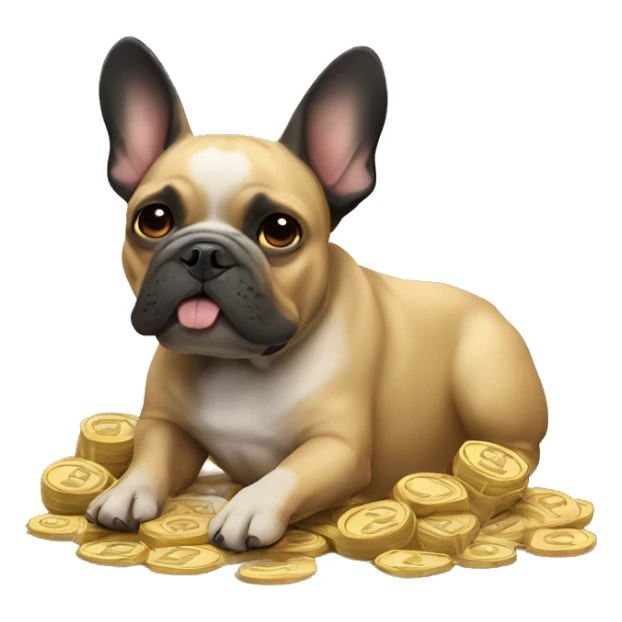 Black-and-tan French bulldog burying money  sticker