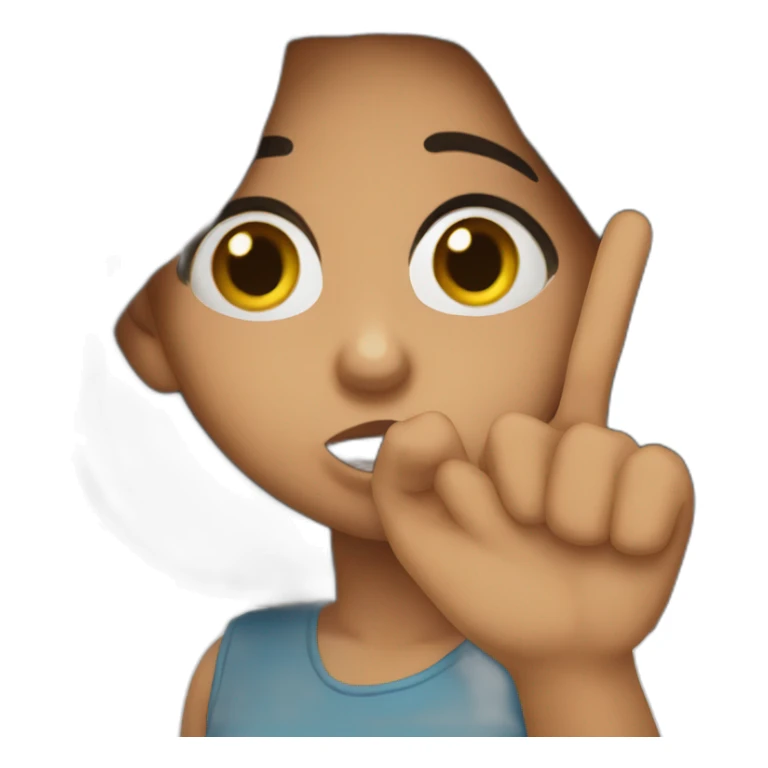 the girl points her finger at her mouth shh. sticker