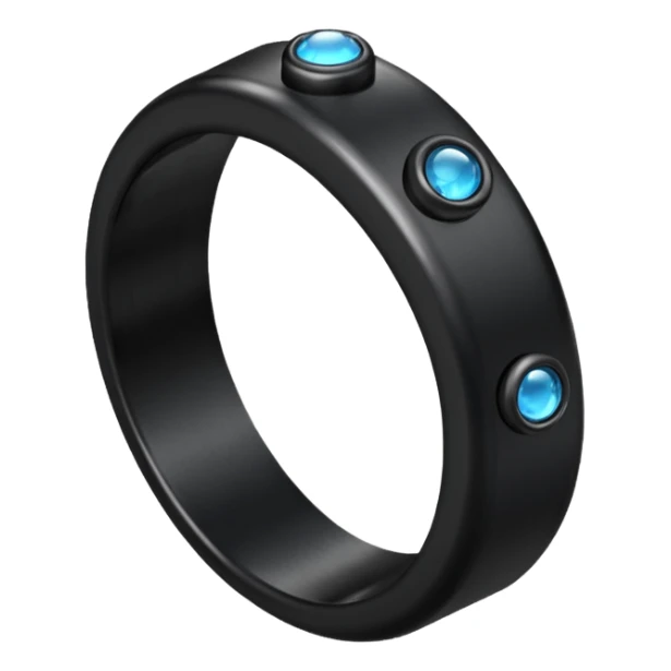 iOS emoji, minimal dark fantasy ring, black metal, flat sticker