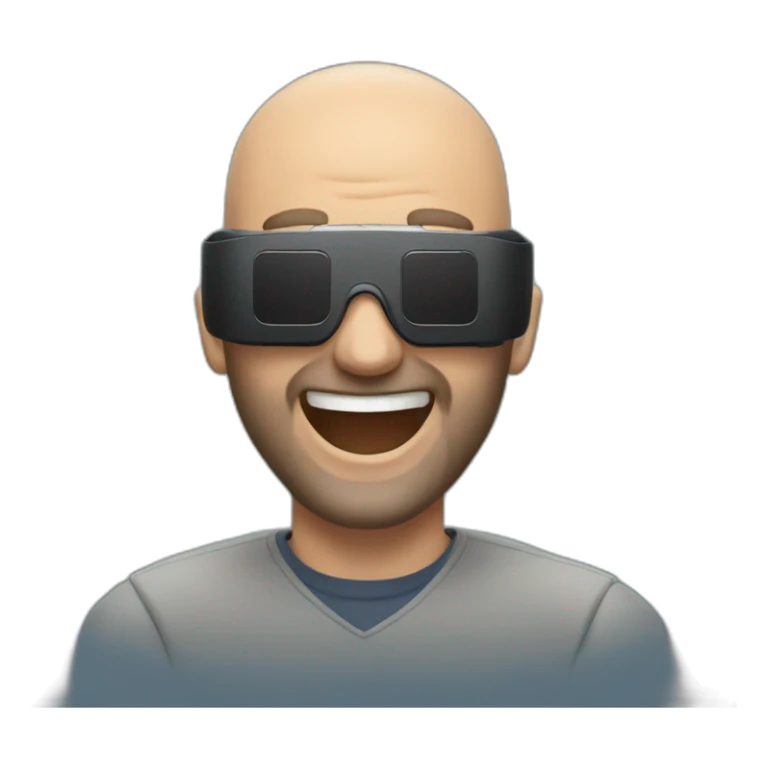 Bald man with a beard wearing VR Goggles laughing  sticker