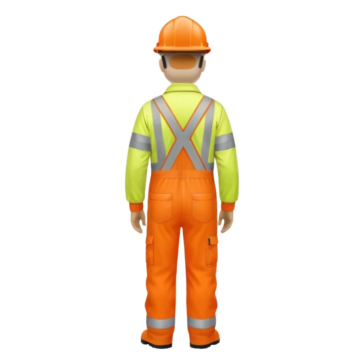 Engineer in orange hi-vis overalls facing away sticker
