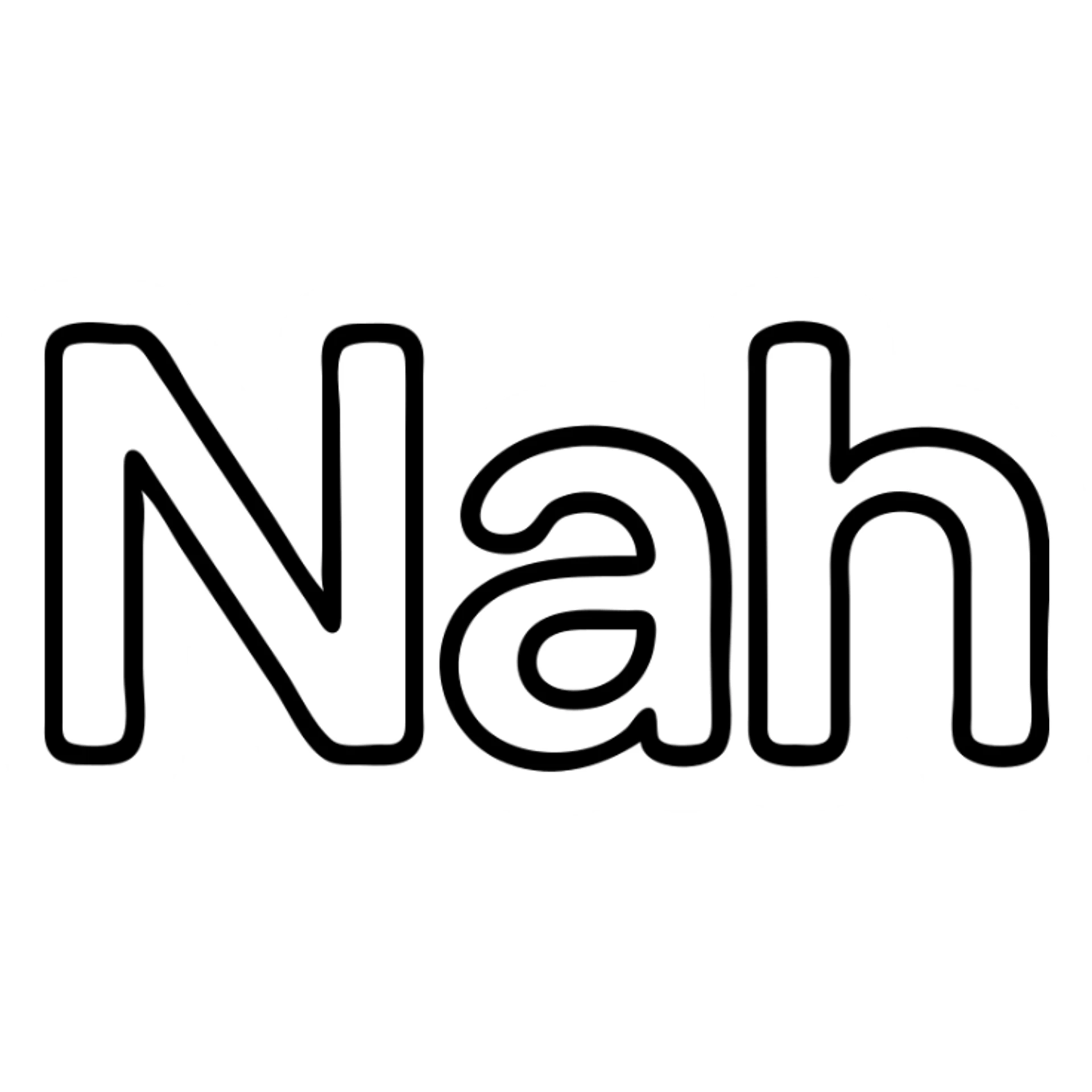 icon of the word 'Nah' with a subtle shadow, rounded corners, contemporary look, outlined style sticker