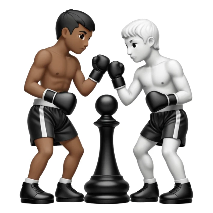 Chess pieces boxing, holding guard and jabbing sticker